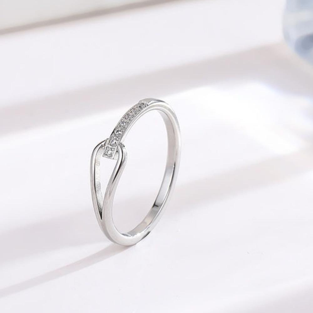 Elegant Hollow Titanium Steel Ring with Long Bar Diamond Design Fashion Jewelry