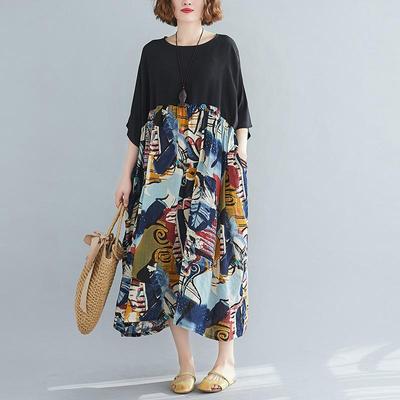 Abito estivo lungo sciolto casual da donna in cotone taglie forti