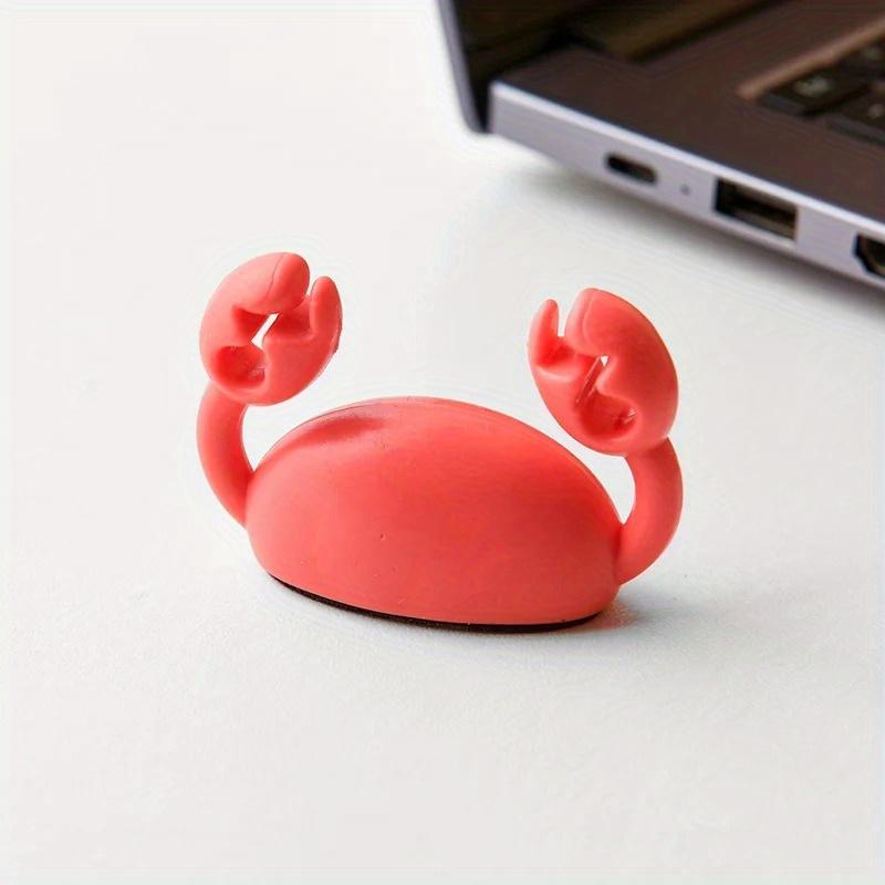 Cute Crab Cable Organizer Clip Data Cable Stand Mobile Phone Charging Cable Organizers Fixer Desk Self-Adhesive Wire Tidy Holder