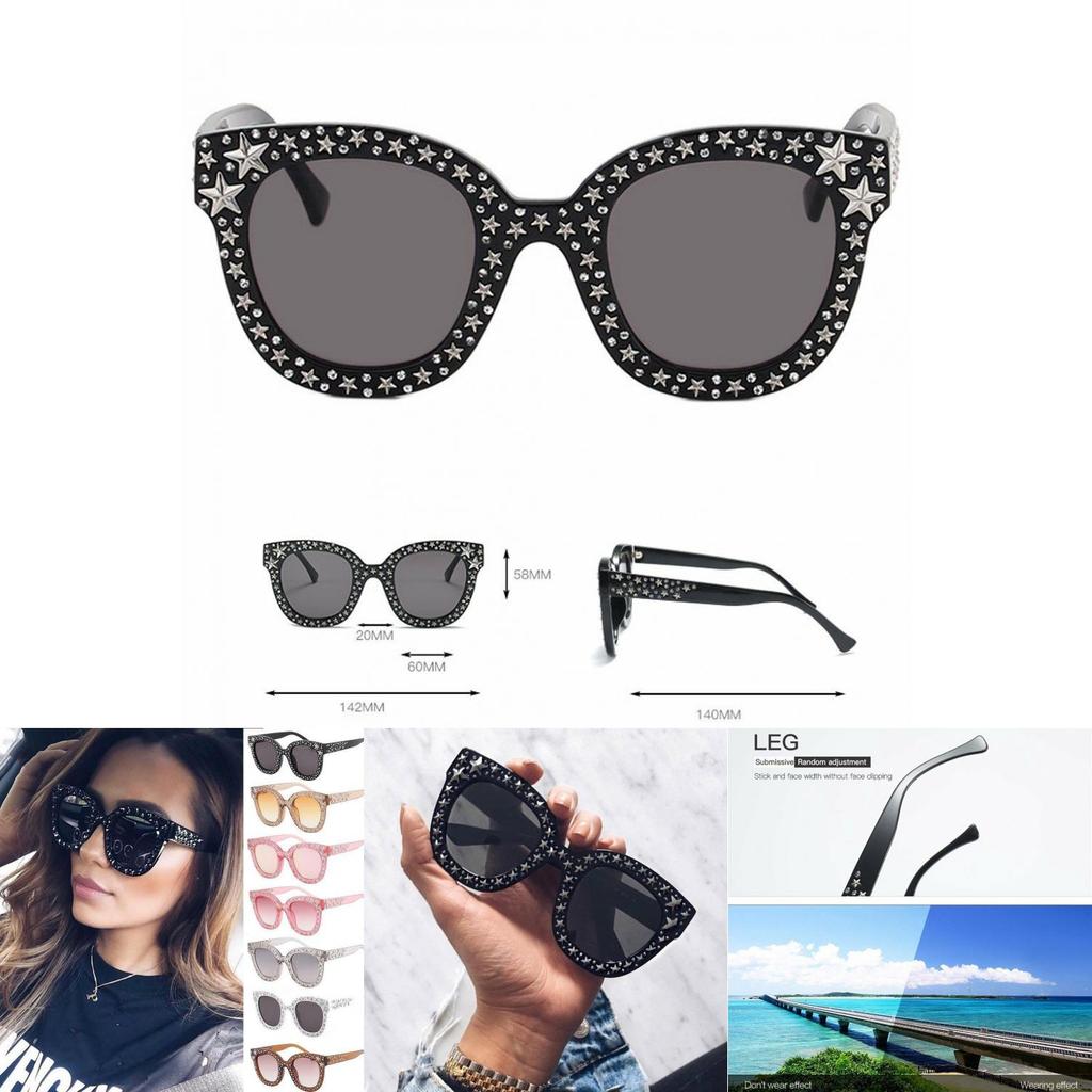 Eleganti Occhiali da Sole Quadrati Oversize con Strass Bling per Moda Protezione UV