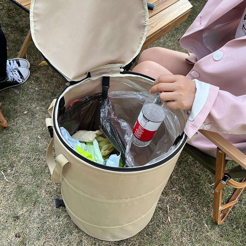 Camping Trash Can 37L  Pop-Up Outdoor Garbage Bin Portable Storage Bucket Foldable Garden Garbage Bag Camp Dirty Clothes Basket