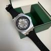 Men's Large Quartz Watch Black Warrior 12-Sided Case Hollowed-Out Face Silicone Strap Crafted with Precision Quartz Movement