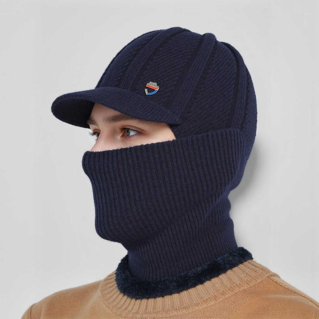 Velvet Thickened Ear And Integrated Windproof Riding Hat With Neck