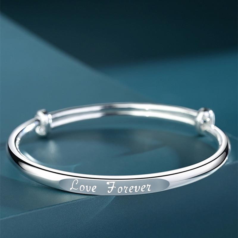 Douyin Silver-Plated Water Cube Eternal Love Bangle - Women's Simple Push-Pull Bracelet