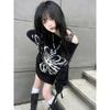 ROADVIBE Goth Skull Print Harajuku Sweater Sweater Tops Aesthetic Women's Black Pullover Harajuku Fashion Streetwear Tops 2000