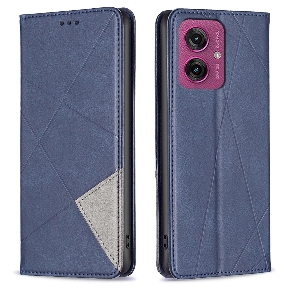 

Чохол для Motorola Moto G55 5G з відділеннями для карток, геометричним тисненням, шкіряна кришка для телефону Blue