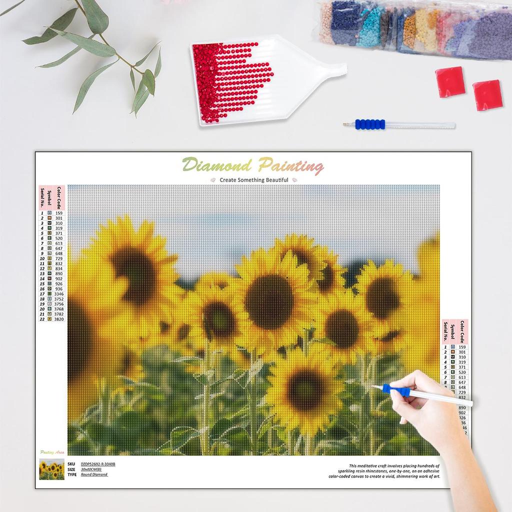 Diamond Painting Full Round Sunflower Cross Stitch Kit Embroidery For Adults Mosaic Picture Rhinestones For Home Decors 30x40cm/12x16inch