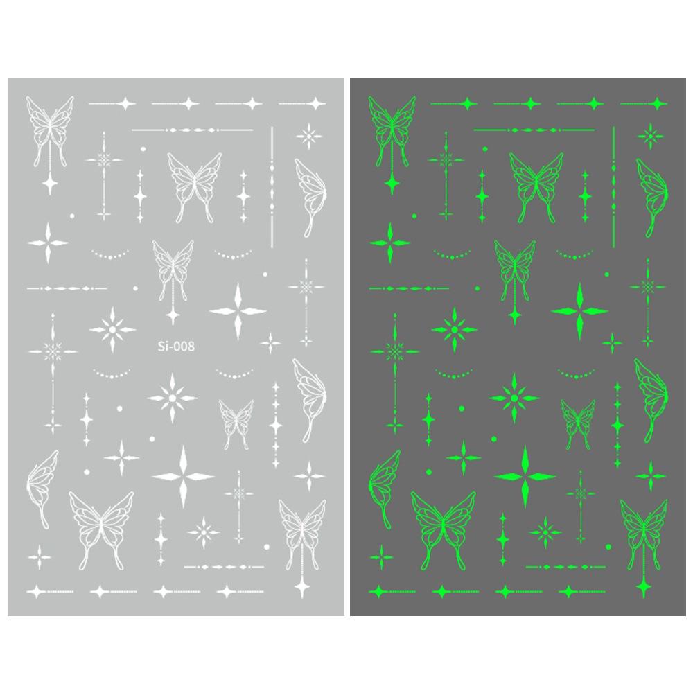 2026 Luminous Green & Blue Nail Stickers for Professional Salons - White-Enhancing Style