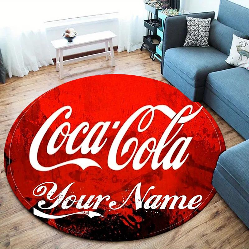 Coca Cola Rainbow Custom Name Round Area Rug Carpet Rug For Living Room Bedroom Sofa Playroom Decor Nonslip Floor Mat
