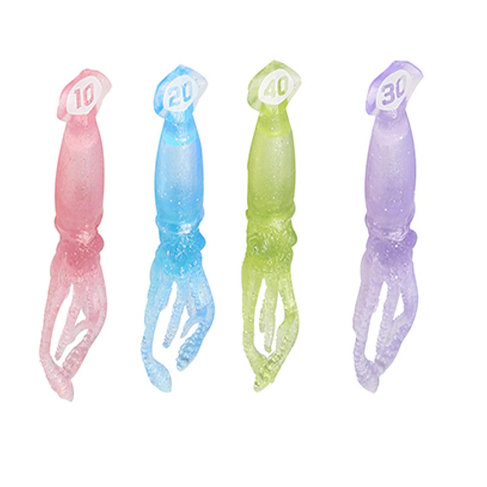 Soft Silicone Squid Fishing Lures Set with Multiple Weight Options 10g 20g 30g 40g Durable Flexible Artificial Bait for Saltwater Freshwater Fishing