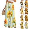 Pantaloni palazzo estivi da donna, stile boho, a vita alta, larghi, con stampa floreale e tasche.