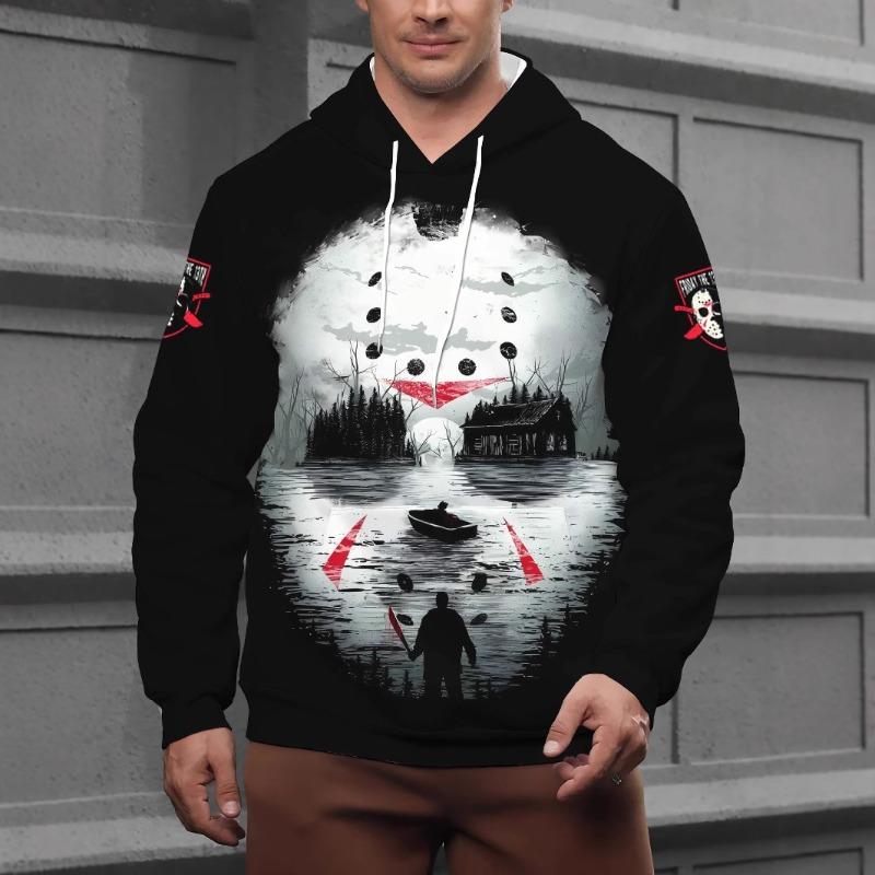 Autumn Winter Black Grey Smoke Series 3D Printed Hoodie with Hat Loose Casual Large Size Hoodies & Sweatshirts Men’s