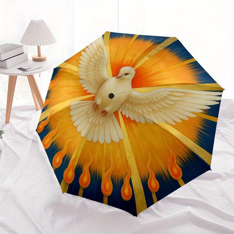 Radiant Dove: A Symbolic Circular ArtworkUmbrella, Portable 3-Fold Compact Umbrella for Men & Women Gift