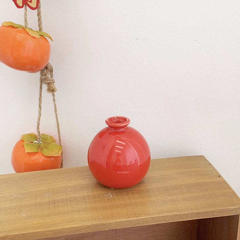 Festive Red Ceramic Vase with Artificial Flowers - Perfect for Weddings and Housewarming Decorations
