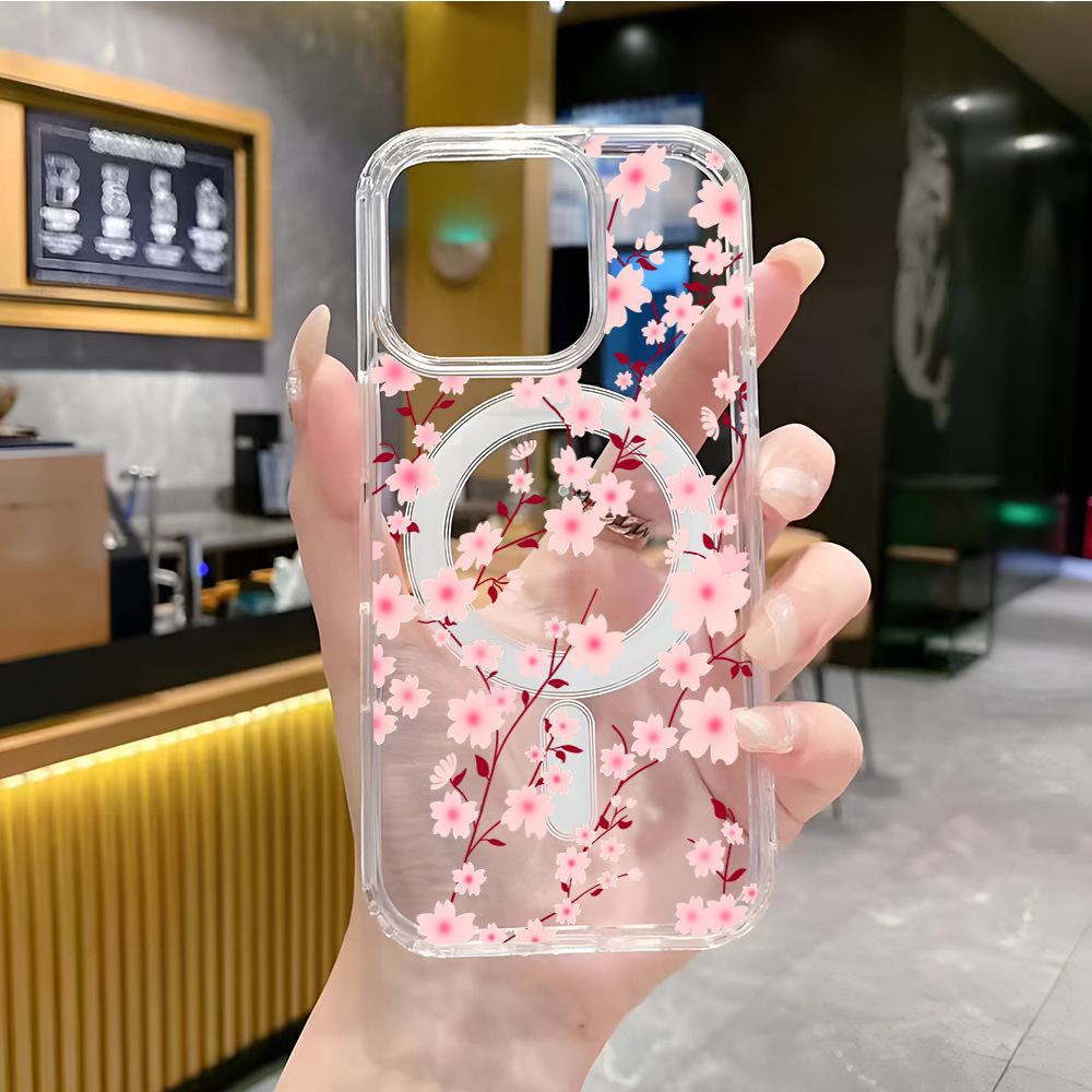 

European and American iPhone15 transparent magnetic mobile phone case Apple 17promax anti-drop hard case 16 women s advanced apple 11promax