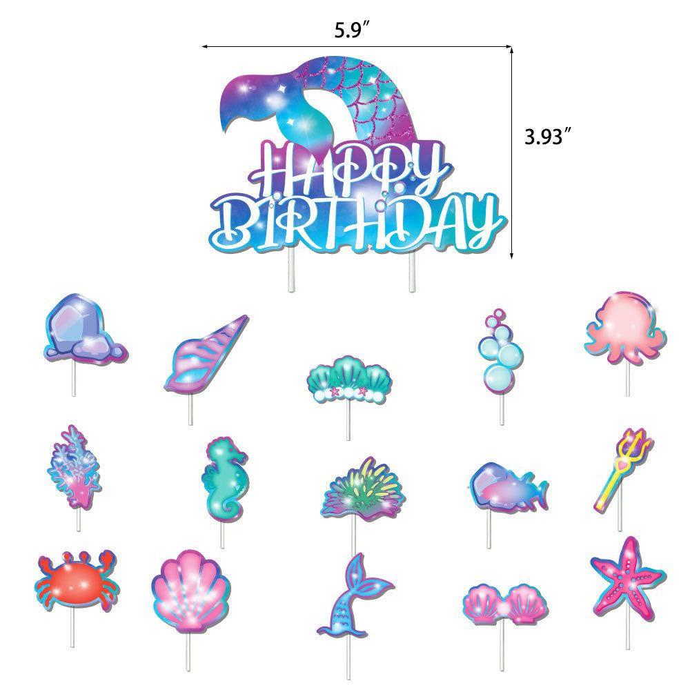 Mermaid-Themed Party Decoration Set: Ocean Mermaid Birthday Banner, Cake Topper, and Balloon Decorations