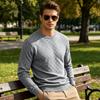 Men S Long Sleeve Crew Neck Pullover Checkered Jacquard Casual Sweatshirt