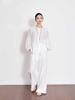 Spring 2026 French Embroidery Linen Shirt with Lantern Sleeves - Casual Vacation Style