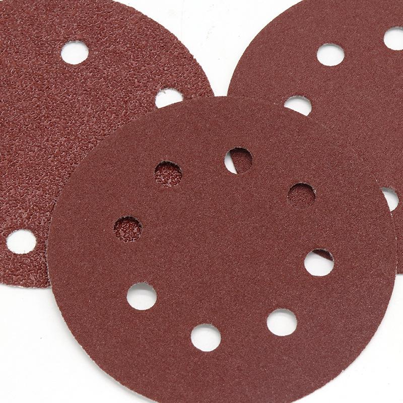5" 6/8-Hole Red Sanding Discs with Hook & Loop, 125MM