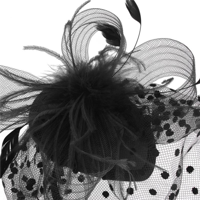 Elegante Dame Top Net Mesh lkäfig Schleier Feder Fascinator Haarnadel HutYT Elegante Dame Top Net Mesh lkäfig Schleier Feder Fascinator Haarnadel HutYT
