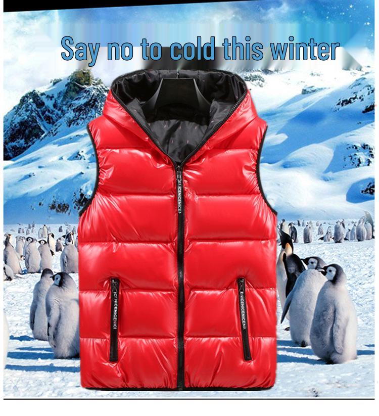 Męska Zimowa Kamizelka Bawełniana - Pogrubiona, z Nadrukowanym Logo