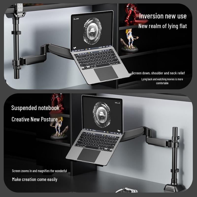 Dual Screen Laptop & Monitor Arm with Height Adjustability