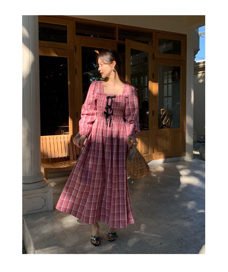 NEWOPEN 2025 Early Spring French Retro Striped Waist-Hugging Dress C3617