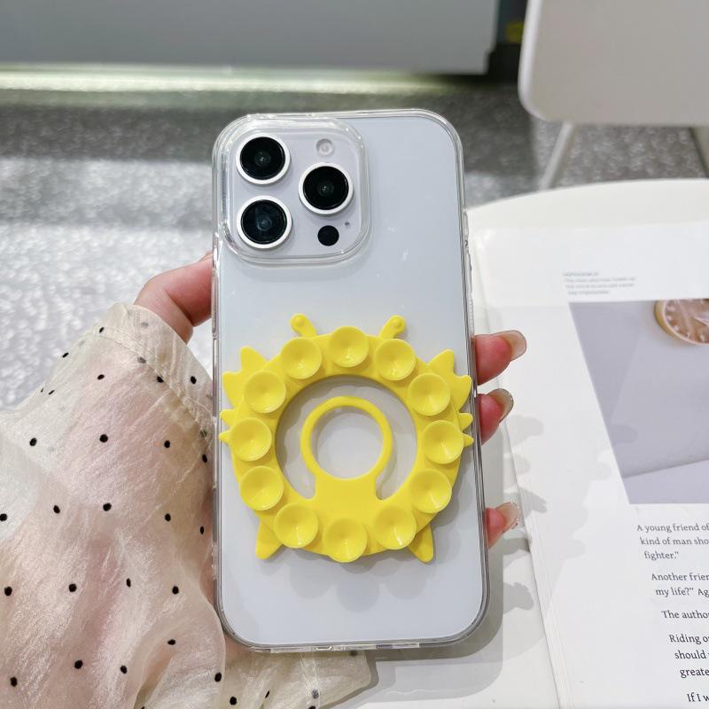 Silicone Suction Phone Stand: Anti-Slip, Magnetic, Finger Ring Holder for Desktops