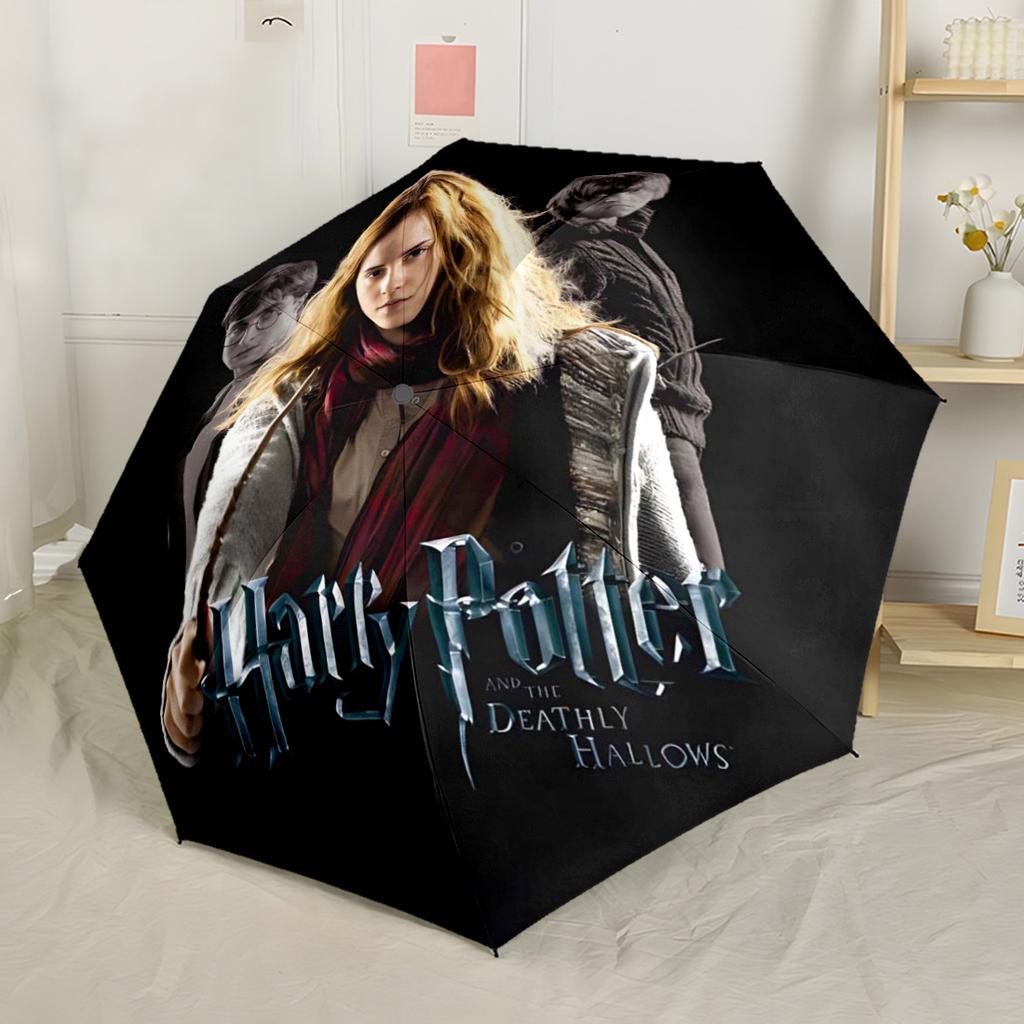 Harry Potter Characters Outdoor Automatic Umbrella Folding Umbrella with 8 Ribs Foldable Design Durable Everyday Carry Umbrella