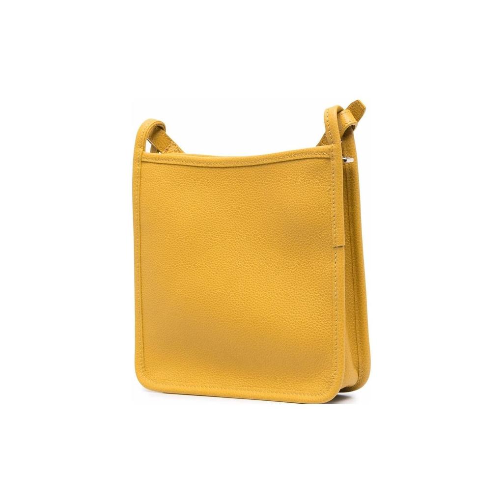 Longchamp Le Foulonné 20 Solid Color Zipper Adjustable Shoulder Strap Calfskin Crossbody Bag Small Women crossbody bag Yellow 10138021635