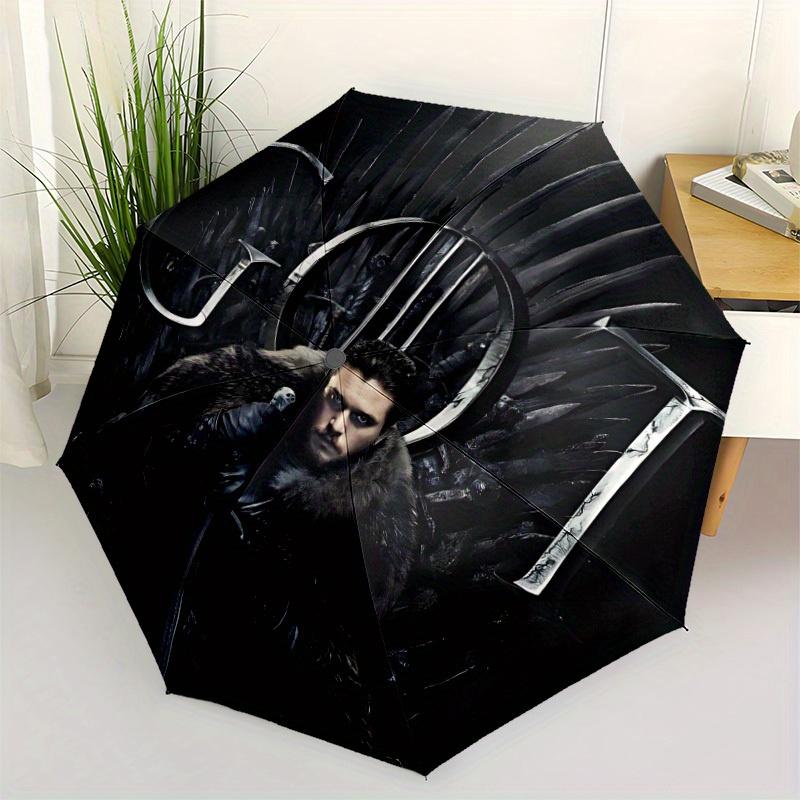 1pc Game of Thrones Design Automatic Open/Close Umbrella - Compact Travel Umbrella, Perfect Gift for Friends -Intricate Design Umbrella yy250811104