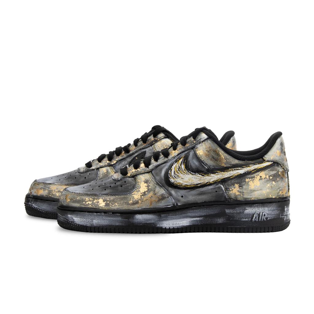 Nike Air Force 1 Skateboard Shoes Unisex Low Top Black/Gold CW2288-001(Team445-)