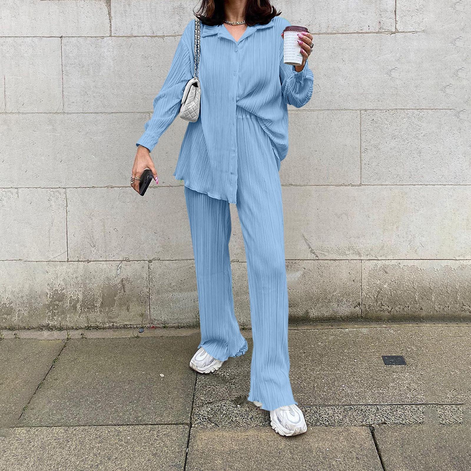 Женская однотонная драпированная рубашка на пуговицах с длинными рукавами и высокой талией — фото 12