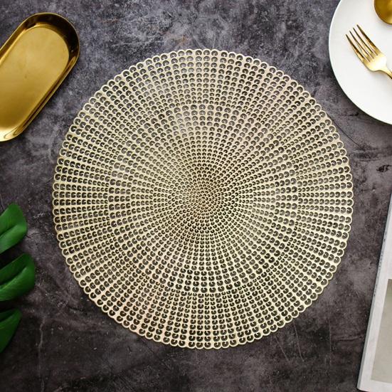 PVC Placemats Heat Resistant Hollow Out Table Mats Anti-Scalding Wear-Resistant Coasters Round Heat Insulation Mats for Home Kitchen Dining Room