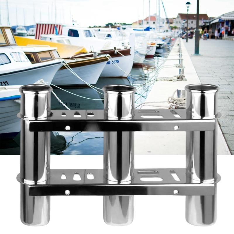 Robustní ocelový stojan na rybářské pruty Nastavitelný stojan na 3 pruty Pojme 3 pruty Rychlá instalace pro použití na lodi a v námořním prostředí