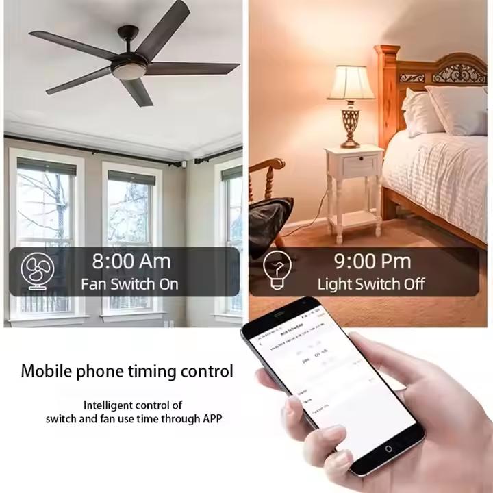 147*86MM Touch Glass & PC Panel Smart Life WiFi 4 Gang Wall Switch and Fan Speed Control Compatible with Alexa Google Home