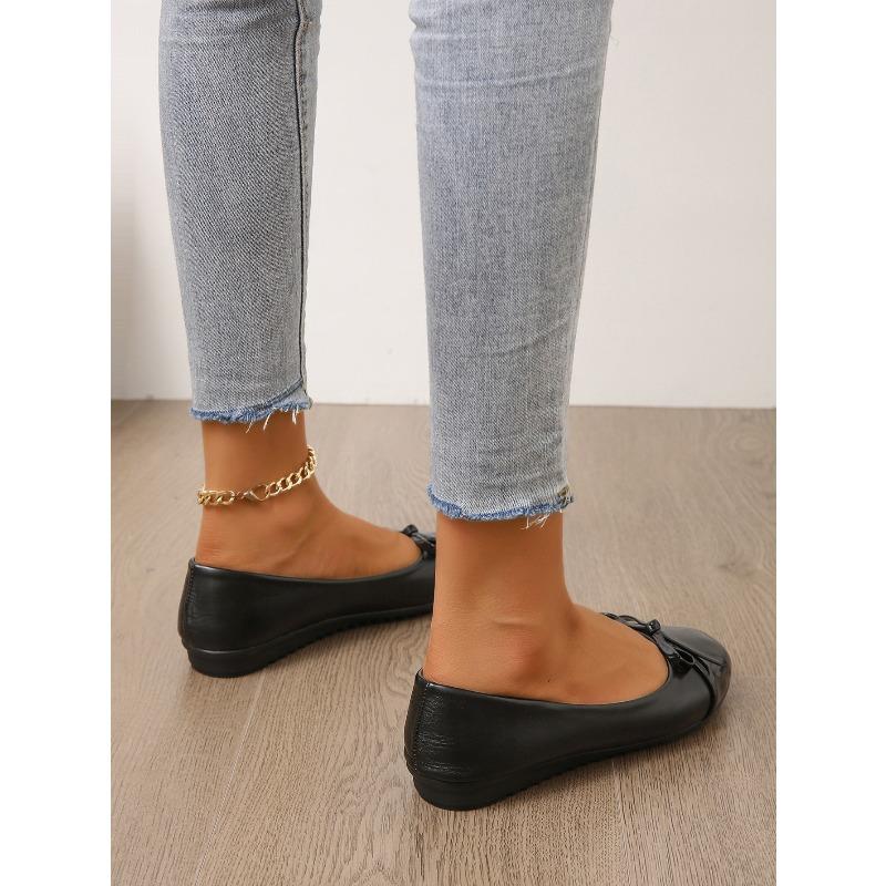 Color-blocking Bow Lazy Shoes 2025 Autumn New Flat Sole One-foot Shallow Shoe Women