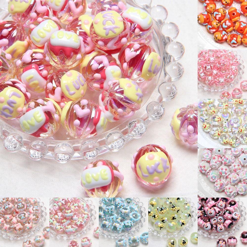 

18mm Acrylic Beads 10Pcs Spacer Beads Fashion Beading Phone Lanyard Type H