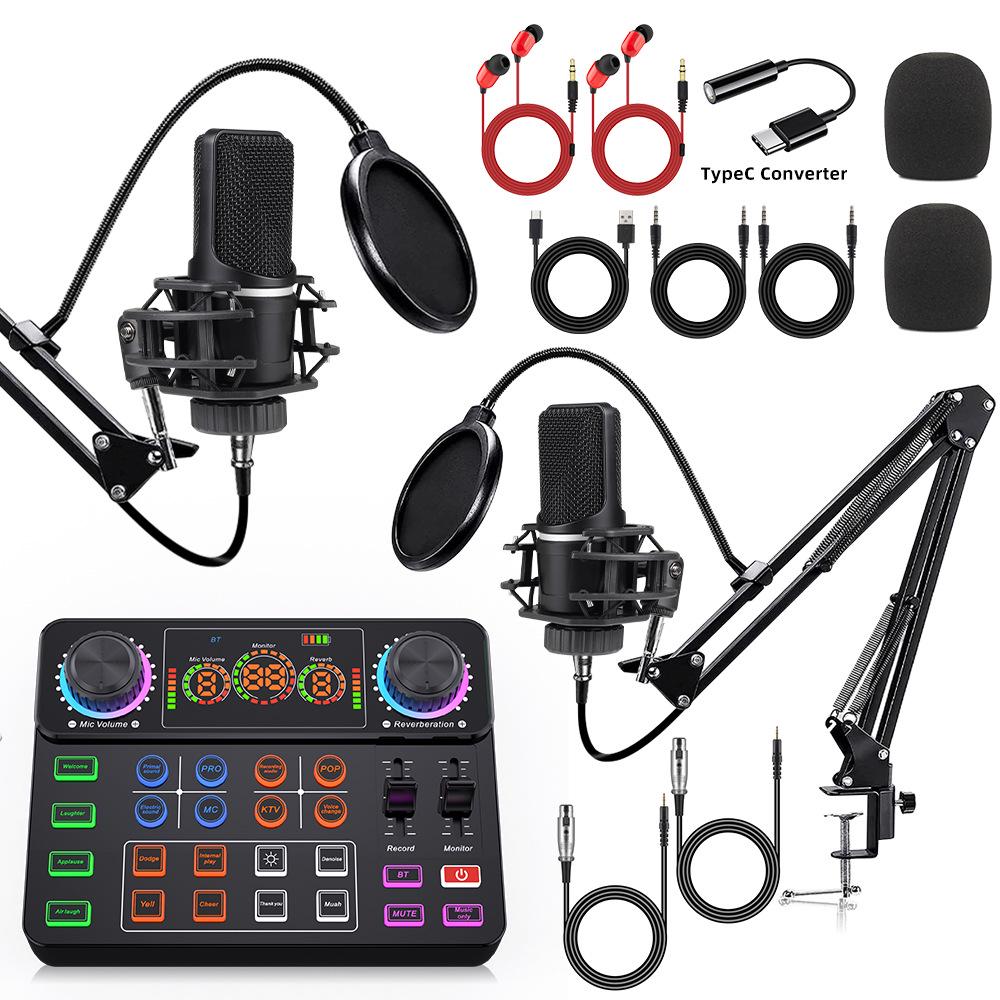 X1 Large Diaphragm Microphone & Sound Card Set with Boom Arm for Streaming