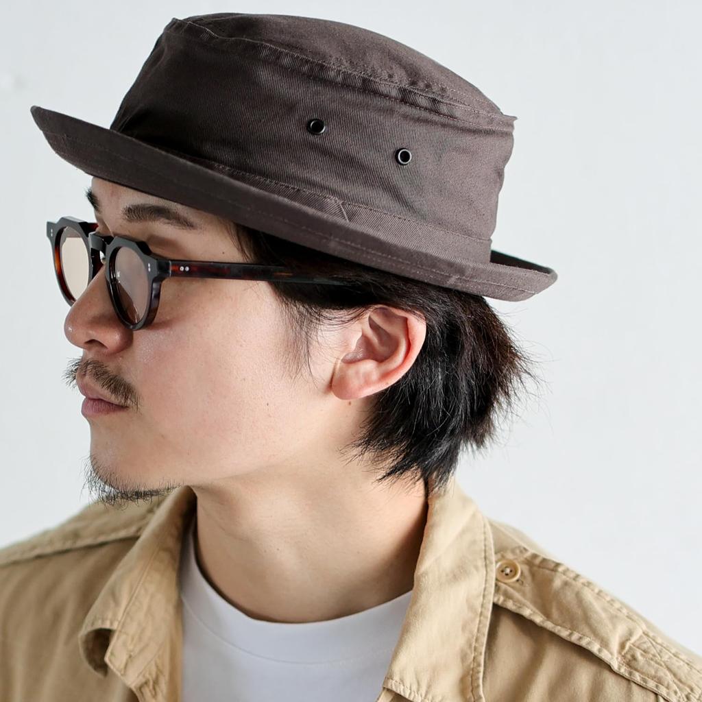 Reck Hatter Cotton Twill Pork Pie Size Twill Suitable for and All Seasons Men's Hat, L, RH-320, Brown, Spring, Summer, Fall,
