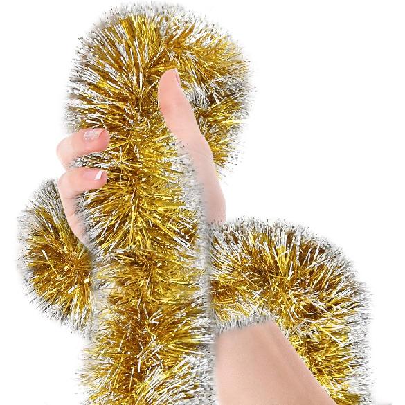 2M Christmas Tinsel Garland Iridescent Red Green Metallic Tinsel Twist Garland Glitter Hanging for Xmas Tree Decoration Party 7