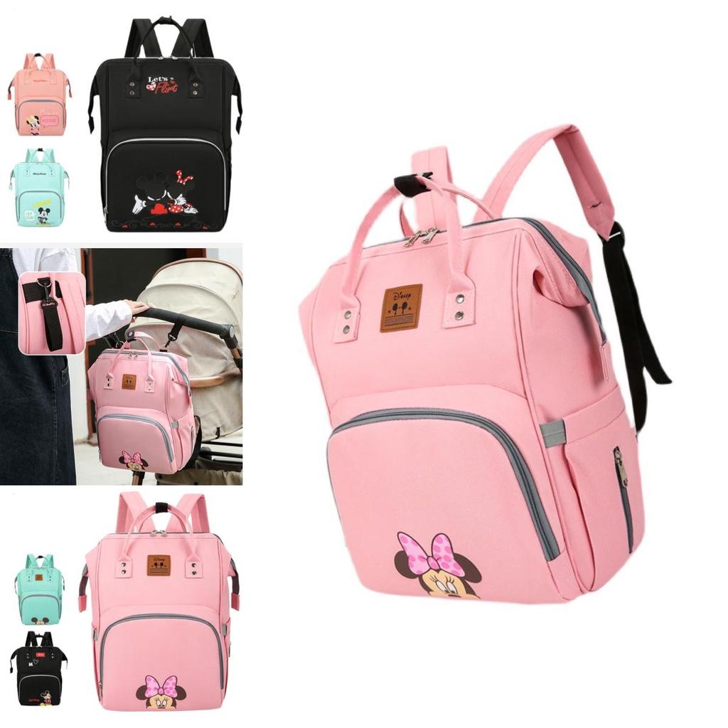 Stilvoller und robuster Oxford-Wickelrucksack für Mütter und Väter mit großem Fassungsvermögen und Mickey Mouse-Motiv