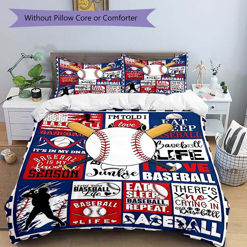 3-teiliges Baseball, Sport Bettwäsche-Set - Maschinenwaschbar, Enthält 1 Bettbezug und 2 Kissenbezüge, Ohne Füllung yy251013092