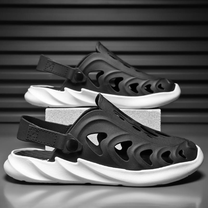 Hole Shoes Men Wear Thick Soles In Summer, Step On Shit, Bag Head Slippers Coconut Travel Beach Outdoor Sandals