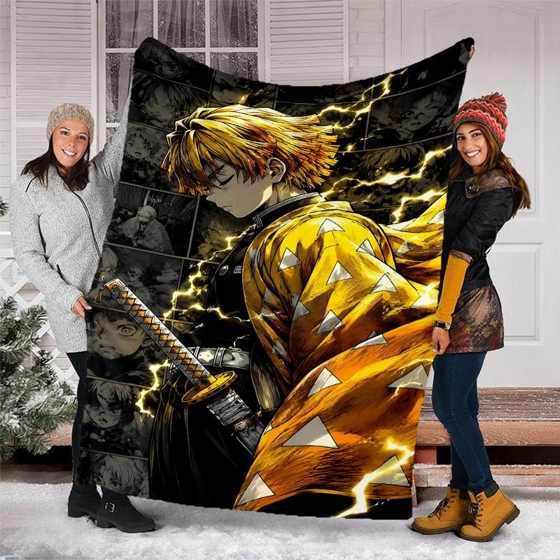 1pc Agatsuma Zenitsu (5) Theme Blanket - Digital Print, Polyester, Cozy for All Seasons, Perfect for Outdoor, and Travel
