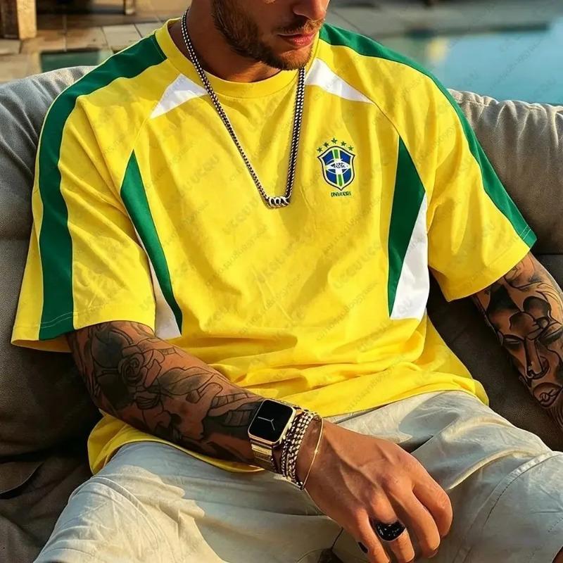 Summer New Brazil Football Jersey for Men's 2026 Match Sports T-shirt Quick Drying Breathable Tee Shirt Women Short Sleeved Top