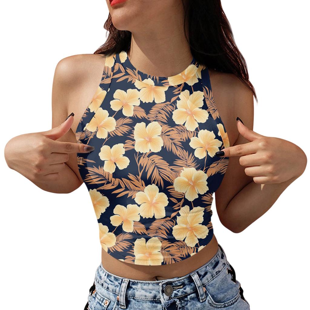 Women's Fashion Hawaii Print Sleeveless Base Tank Top