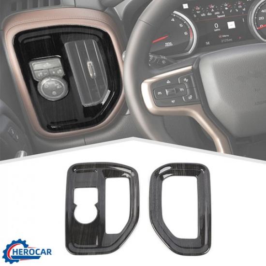 Dark Wood Grain Dash Side AC Air Vent Trim Cover For Chevy Silverado Accessories