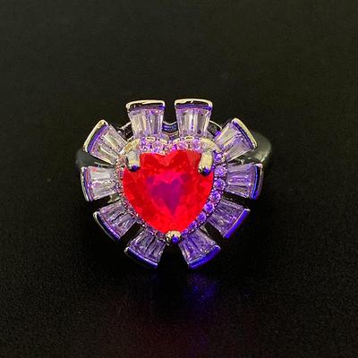 Love Red Corundum Ring Women's Talent European and American Style Light Luxury Versatile Talent Ring