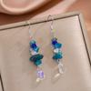Summer High-end Irregular Blue Gravel Earrings Design Sense, Small and Fresh Bead Water Droplet Earrings for Women